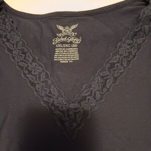 Faded Glory Black Lace Trim Top